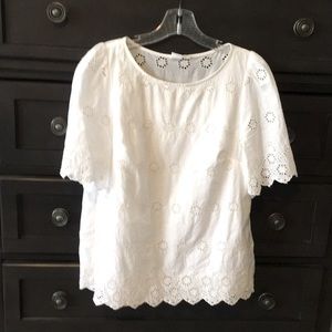 Gap White Cotton Eyelet Top